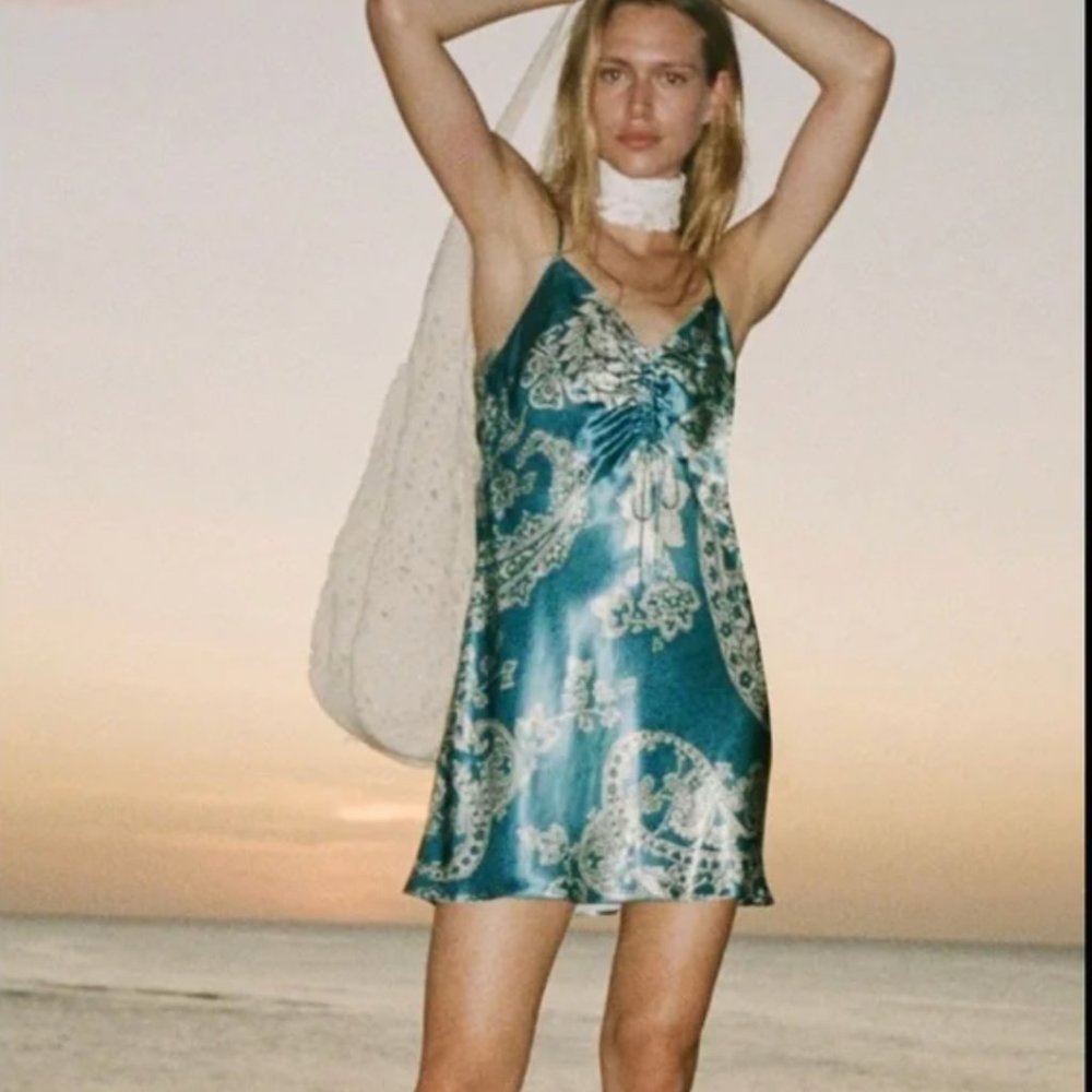 Zara // Satin Effect Print Mini Dress